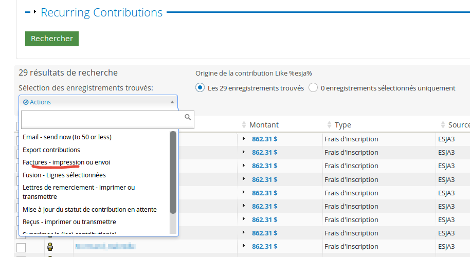 On fera appel à une recherche de contributions afin d'identifier les clients à facturer.